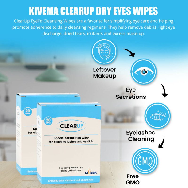 Kivema Organic baby wipes for cleaning lashes and eyelids 20Pcs - Eyes Care - British D'sire
