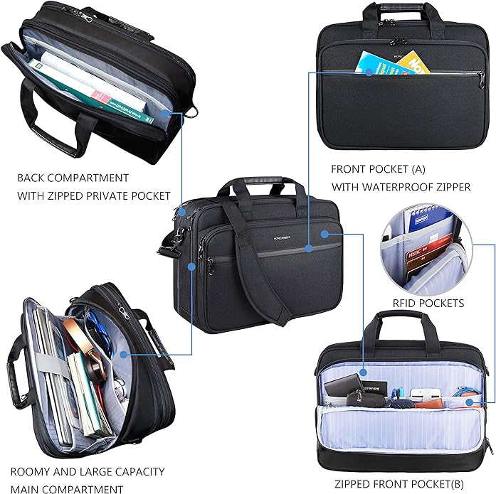 KROSER Laptop Bag Premium Laptop Briefcase Fits Up to 17.3 Inch Laptop Expandable Water-Repellent Shoulder Messenger Bag Computer Bag - British D'sire