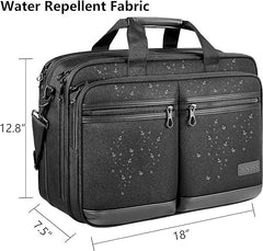 KROSER Laptop Bag Stylish Laptop Briefcase Fits Up to 17.3 Inch Expandable Water-Repellent Shoulder Messenger Bag Computer Bag with RFID Pockets for Business/Travel/School/College/Men/Women-Black - British D'sire