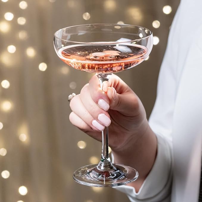 Krosno Champagne Saucer Coupe Glasses | Set of 6 | 240 ML | Harmony Collection | Perfect for Home, Restaurants and Parties | Suitable for Serving Sparkling Wine | Dishwasher Safe - British D'sire
