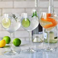 Krosno Cocktail Gin Tonic Balloon Water Glasses | Set of 6 | 570 ml | Harmony Collection | Gin Gifts for Women, Wine Glasses Gift Box | Ideal for Home, Restaurant, Events | Dishwasher Safe Crystal Set - British D'sire