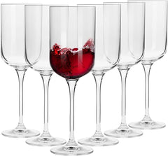 Krosno Large Red Wine Glasses | Set of 6 | 350 ML | Glamour Collection | Big Square Wine Glasses, White Wine Tasting Set | Perfect for Home, Restaurants and Parties | Dishwasher Safe Wine Glass - British D'sire