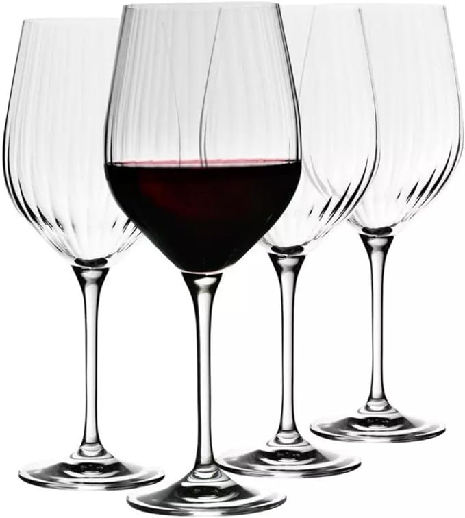 Krosno Red Wine Glasses | Set of 4 | 450 ML | Harmony Lumi Collection | Glasses Drinking Wedding Gift | Perfect for Home, Restaurants and Kitchen Set | Dishwasher Safe - British D'sire Main image