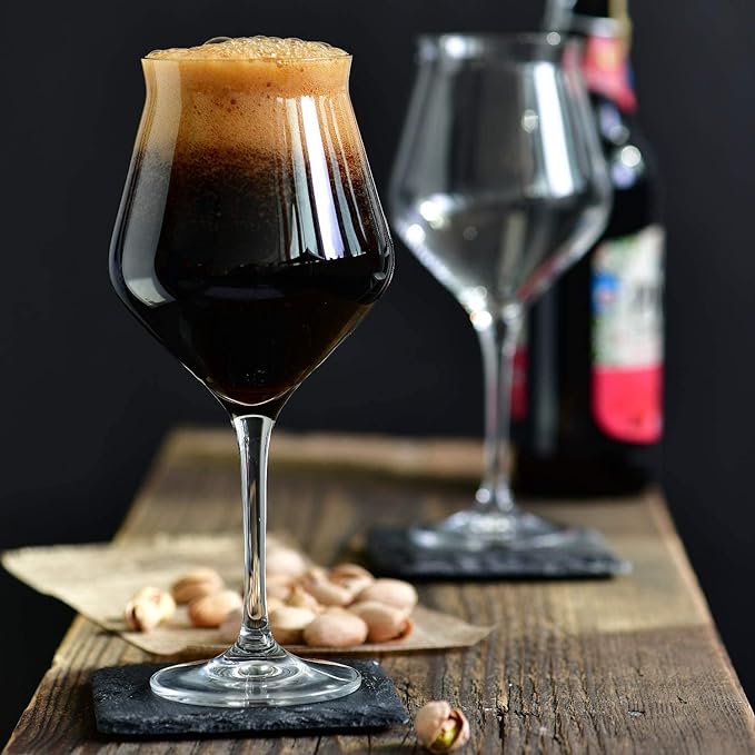 Krosno Tulip Stem Beer Ale Tasting Glasses | Set of 6 | 420 ML | Avant-Garde Collection | Lager Craft Beer Glass, Cider Gift Set | Bar, Home & Kitchen | Dishwasher Safe Stemmed Beer Glasses Secondary image