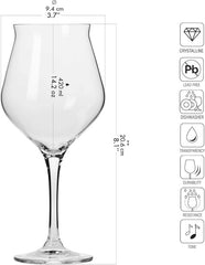 Krosno Tulip Stem Beer Ale Tasting Glasses | Set of 6 | 420 ML | Avant-Garde Collection | Lager Craft Beer Glass, Cider Gift Set | Bar, Home & Kitchen | Dishwasher Safe Stemmed Beer Glasses - British D'sire