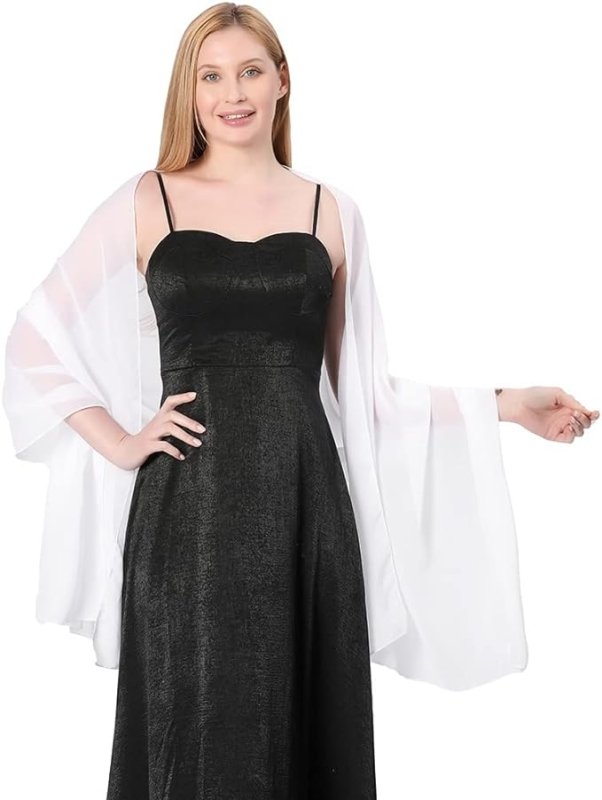 Ladiery Sheer Soft Chiffon Shawls and Wraps for Women, Lightweight Wedding Evening Party Dresses Scarf Bride - British D'sire