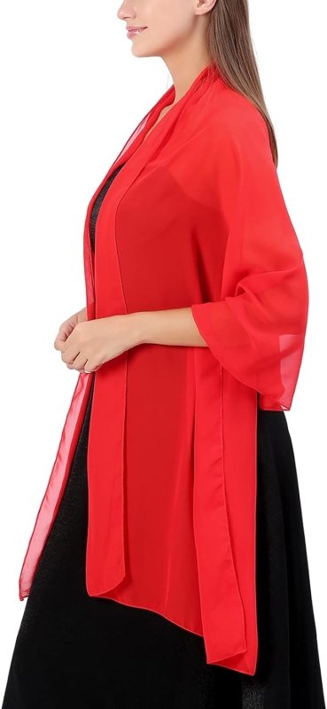Ladiery Sheer Soft Chiffon Shawls and Wraps for Women, Lightweight Wedding Evening Party Dresses Scarf Bride Secondary image