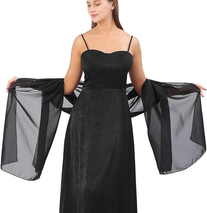 Ladiery Sheer Soft Chiffon Shawls and Wraps for Women, Lightweight Wedding Evening Party Dresses Scarf Bride - British D'sire