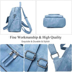 Ladies Backpack Women Shoulder Handbag Waterproof Girls School Bag Casual Daypacks Lightweight Commuter Rucksack for Outdoor Travel School Campus Shopping Blue - Totes & Shoulder Bags - British D'sire