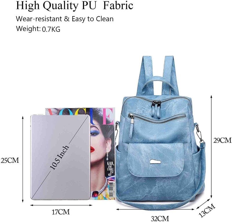 Ladies Backpack Women Shoulder Handbag Waterproof Girls School Bag Casual Daypacks Lightweight Commuter Rucksack for Outdoor Travel School Campus Shopping Blue - Totes & Shoulder Bags - British D'sire