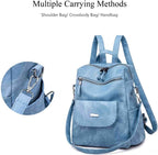 Ladies Backpack Women Shoulder Handbag Waterproof Girls School Bag Casual Daypacks Lightweight Commuter Rucksack for Outdoor Travel School Campus Shopping Blue - Totes & Shoulder Bags - British D'sire