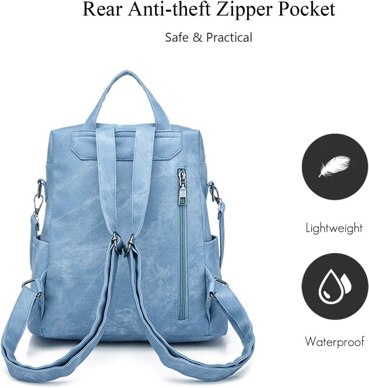Ladies Backpack Women Shoulder Handbag Waterproof Girls School Bag Casual Daypacks Lightweight Commuter Rucksack for Outdoor Travel School Campus Shopping Blue - Totes & Shoulder Bags - British D'sire