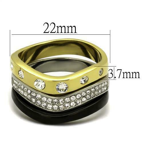 Jewellery Kingdom Ladies Bands Gold Stacking Stainless Steel Ring Set (Black) Secondary image