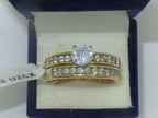 Ladies Bridal Wedding Engagement Band Set Solitaire Channel 18K Ring (Gold) - Jewelry Rings - British D'sire