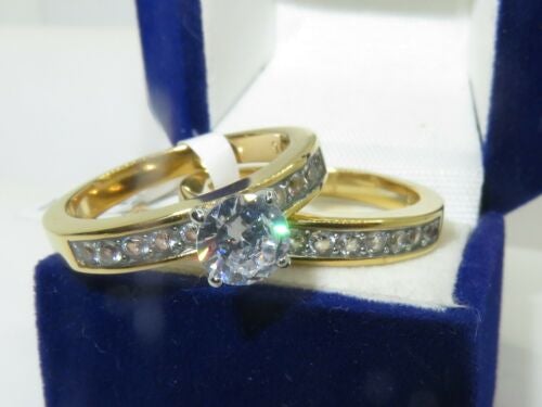 Jewellery Kingdom Ladies Bridal Wedding Engagement Band Set Solitaire Channel Ring Secondary image