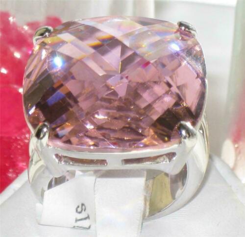 Ladies Cocktail Cushion Cut Rhodium Statement Sparkling 20 Carat Ring (Pink) - Jewelry Rings - British D'sire