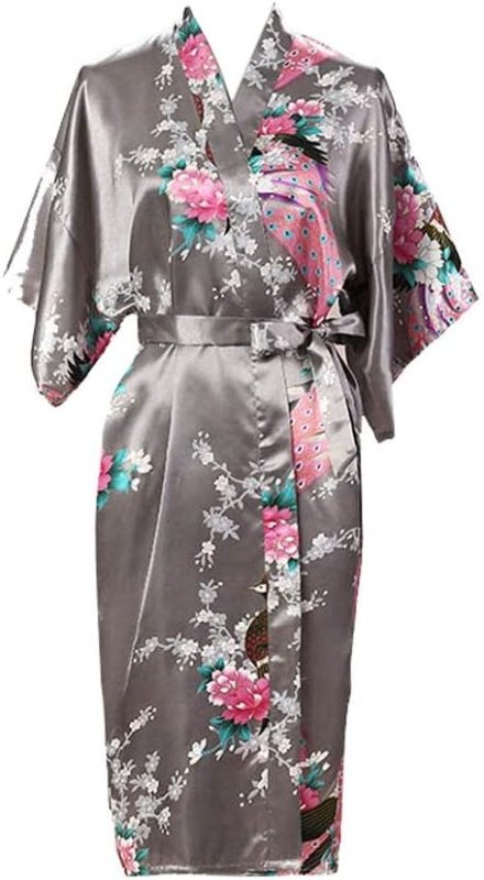 Ladies Plus Loose Satin Kimono Robe Secondary image