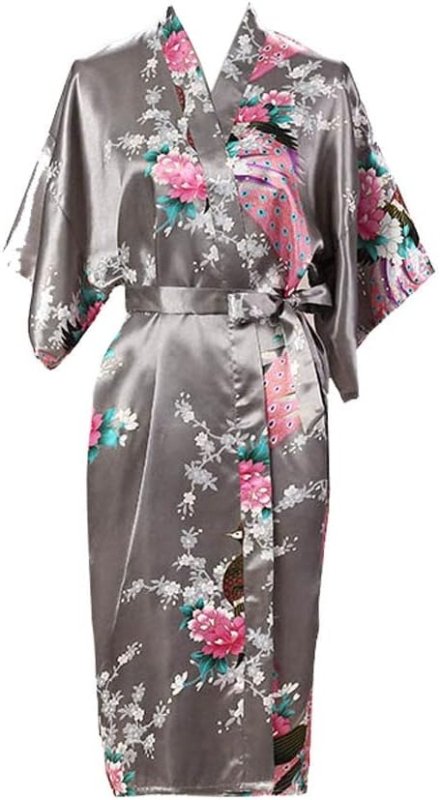 Ladies Plus Loose Satin Kimono Robe Dressing Gown Wedding Bridesmaid Sleepwear Bathrobe UK Size 8-24 - British D'sire