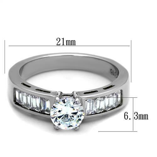 Jewellery Kingdom Ladies Solitaire Accents Emerald Cuts 2 Carat Stainless Steel Ring (Silver) Secondary image