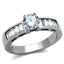 Ladies Solitaire Accents Emerald Cuts 2 Carat Stainless Steel Ring (Silver) - Jewelry Rings - British D'sire