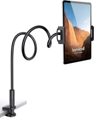Lamicall Gooseneck Tablet Holder, Flexible Tablet Stand - 36" Lazy Arm 360 Adjustable Holder Clamp Bracket Bed for 2022 iPad Pro 9.7, 10.5, 11, iPad Air mini 2 3 4 5 6, Switch, 4.7-11" Devices -Black - British D'sire