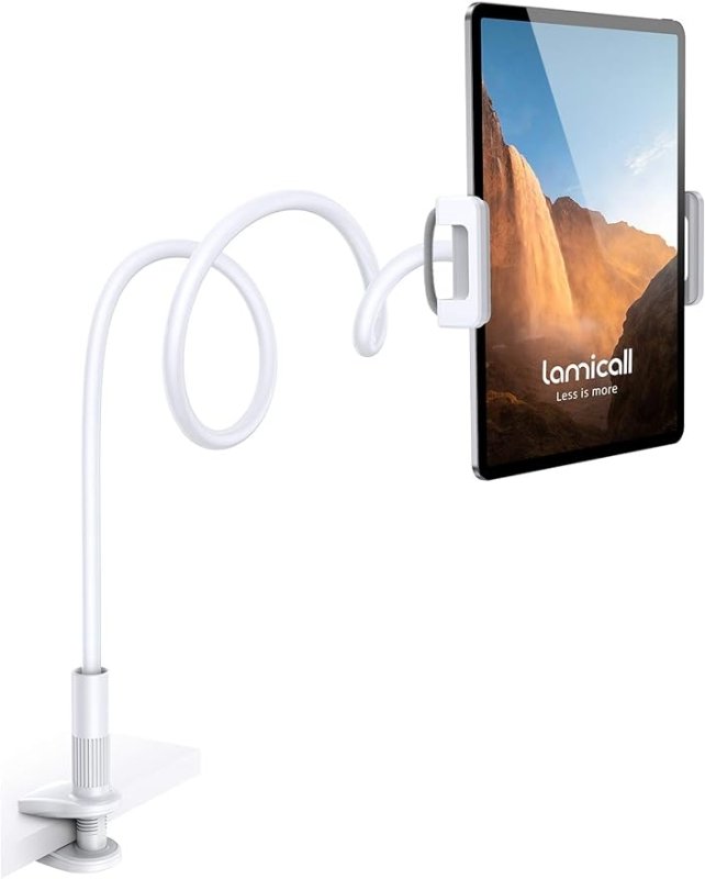 Lamicall Gooseneck Tablet Holder, Flexible Tablet Stand - 36" Lazy Arm 360 Adjustable Holder Clamp Bracket Bed for 2022 iPad Pro 9.7, 10.5, 11, iPad Air mini 2 3 4 5 6, Switch, 4.7-11" Devices -Black - British D'sire