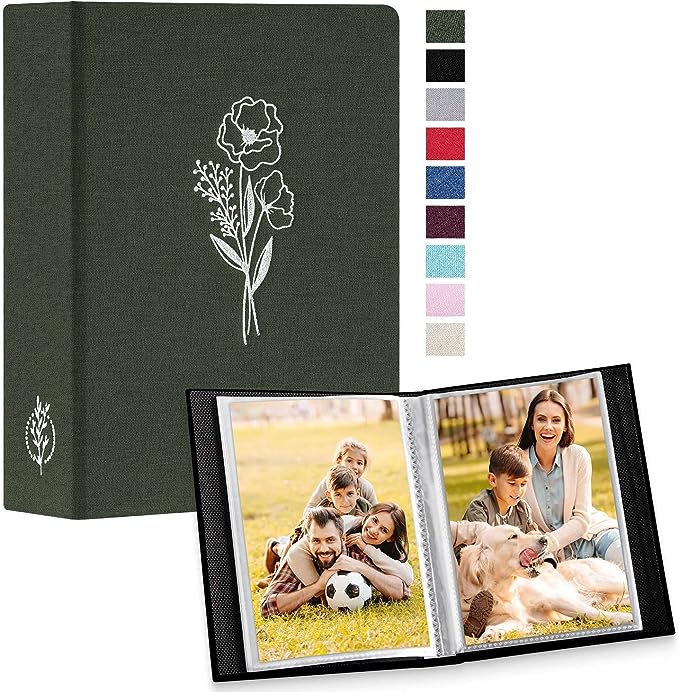 Lanpn Small Photo Album 6x4 2 Packs, Each Pack holds 100 Pictures, Slip in Pockets Mini Linen Top Loading Photo Albums for Portrait Only 10x15cm Picture Beige - British D'sire
