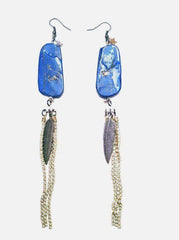 Lapis lazuli stone pierced earrings with Swarovski crystals - Earrings - British D'sire