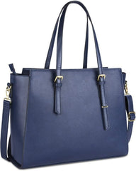 Laptop Bags for Women Large Leather Handbags Ladies Laptop Tote Bag Business Work Shoulder Bag Lightweight 15.6 Inch Blue - Totes & Shoulder Bags - British D'sire