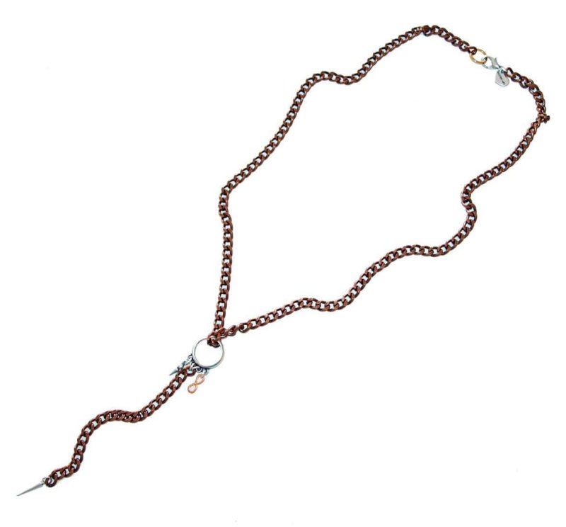 Lariat necklace with studs in copper - Necklace - British D'sire