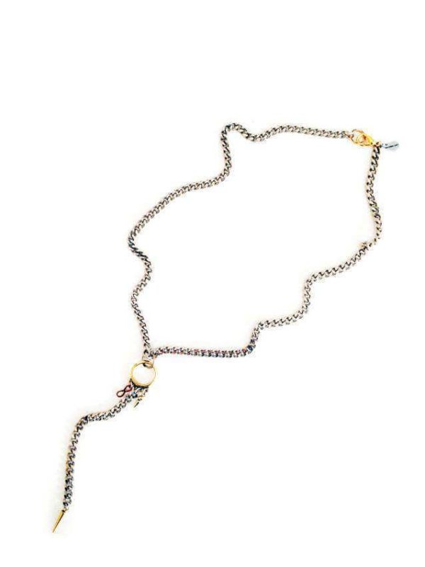 Lariat necklace with studs in silver - Necklace - British D'sire