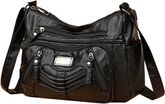 LassZone Womens Leather Handbag Multi-Pocket Crossbody Bag Waterproof Hobo Shoulder Bag with Adjustable Shoulder Strap - British D'sire