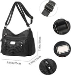 LassZone Womens Leather Handbag Multi-Pocket Crossbody Bag Waterproof Hobo Shoulder Bag with Adjustable Shoulder Strap - British D'sire
