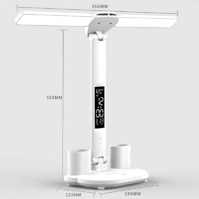 LED Intelligent Digital Display Foldable Desk Lamp, Style: Double Head USB Straight Plug - Desk Lamp - British D'sire
