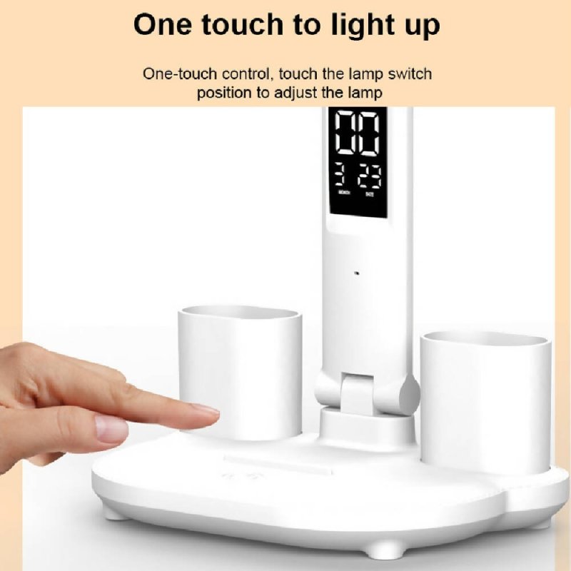 LED Intelligent Digital Display Foldable Desk Lamp, Style: Double Head USB Straight Plug - Desk Lamp - British D'sire