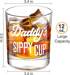 LIGHTEN LIFE Daddy's Sippy Cup Whiskey Glass 360ml,Unique Dad Gift in Valued Wooden Box,Funny Gag Gift for New Dad,Father,Husband from Kids Wife for Father's Day,Birthday - British D'sire