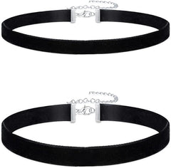 Liuxn Velvet Chokers Black Ribbon Choker Necklaces for Women Girls, 2 Pieces - British D'sire