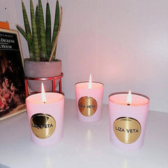 Liza Veta Bergamot & Patchouli Scented Candle 9 CL- Pink - Candles & Lanterns - British D'sire