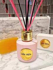 Liza Veta Eucalyptus & Lemongrass Reed Diffuser- Pink & White - Air Freshener - British D'sire
