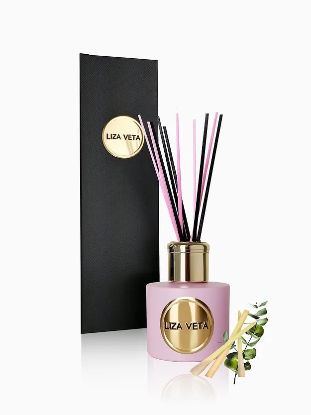 Liza Veta Eucalyptus & Lemongrass Reed Diffuser- Pink & White - Air Freshener - British D'sire