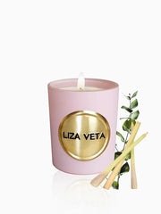 Liza Veta Eucalyptus & Lemongrass Scented Candle - Pink - Candles & Lanterns - British D'sire