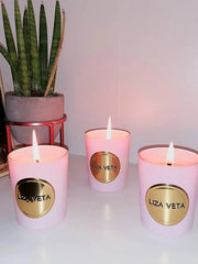 Liza Veta Eucalyptus & Lemongrass Scented Candle - Pink - Candles & Lanterns - British D'sire