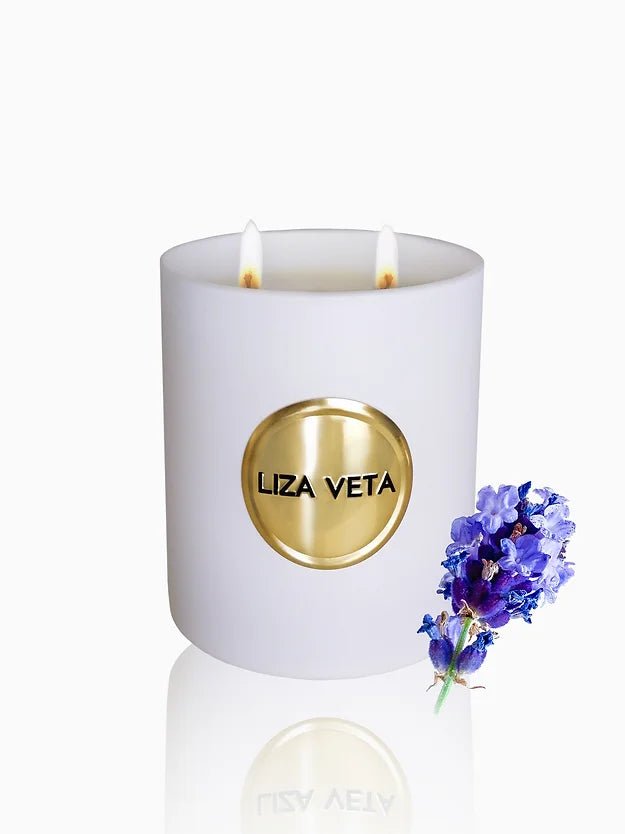 Liza Veta Lavender Scented Candle - Black & White - Candles & Lanterns - British D'sire