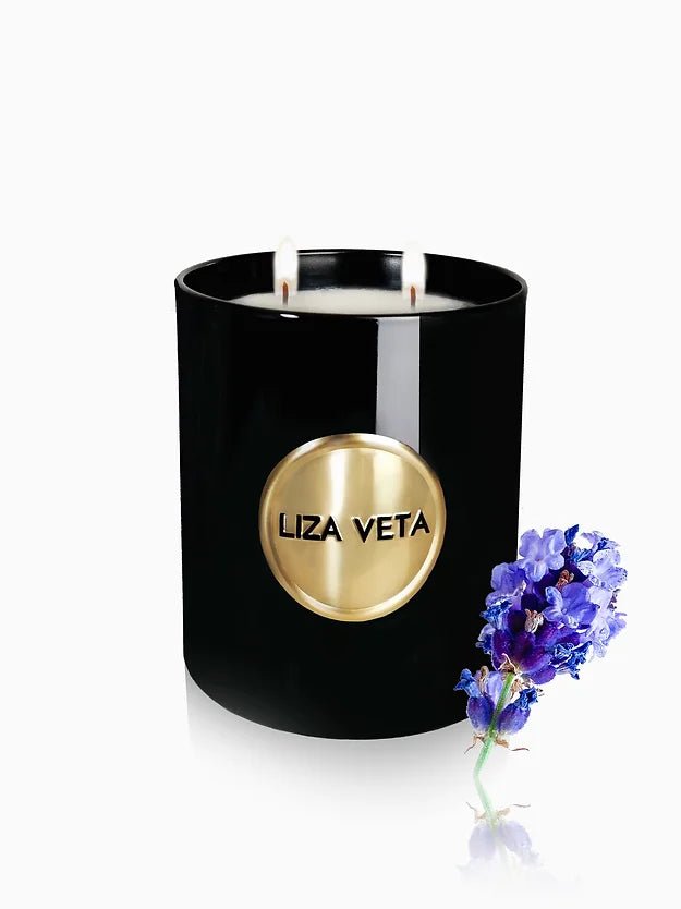 Liza Veta Lavender Scented Candle - Black & White - Candles & Lanterns - British D'sire