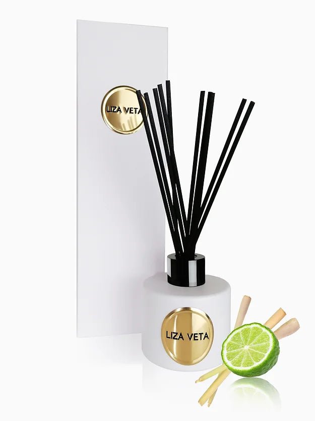Liza Veta Lemongrass & Bergamot Reed Diffuser - Pink & White - Air Freshener - British D'sire
