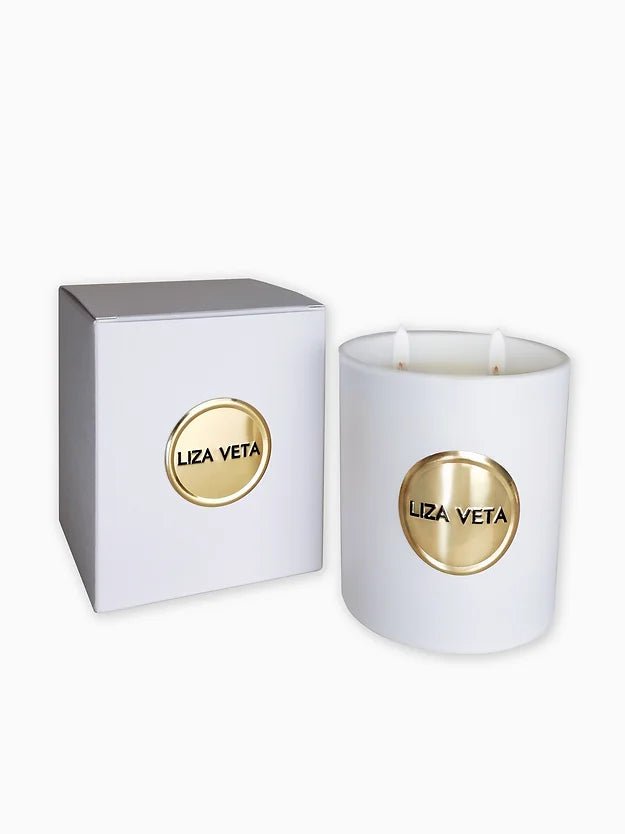 Liza Veta Lemongrass & Bergamot Scented Candle - Black & White - Candles & Lanterns - British D'sire