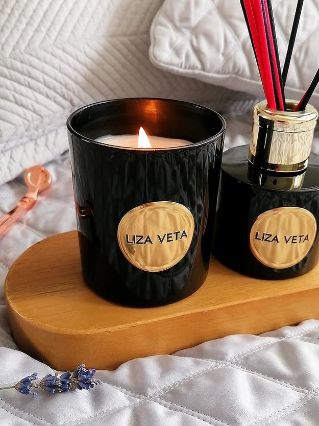 Liza Veta Lemongrass & Bergamot Scented Candle - Black & White - Candles & Lanterns - British D'sire