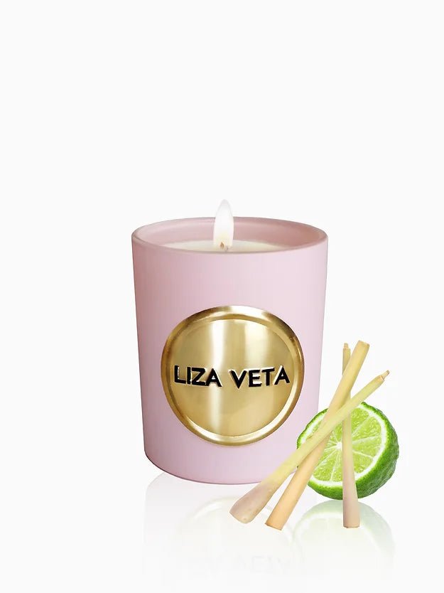 Liza Veta Lemongrass & Bergamot Scented Candle - Pink - Candles & Lanterns - British D'sire