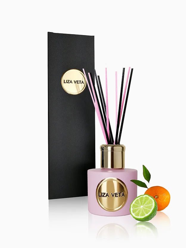 Liza Veta Sweet Orange & Bergamot Reed Diffuser - Pink & White - Air Freshener - British D'sire