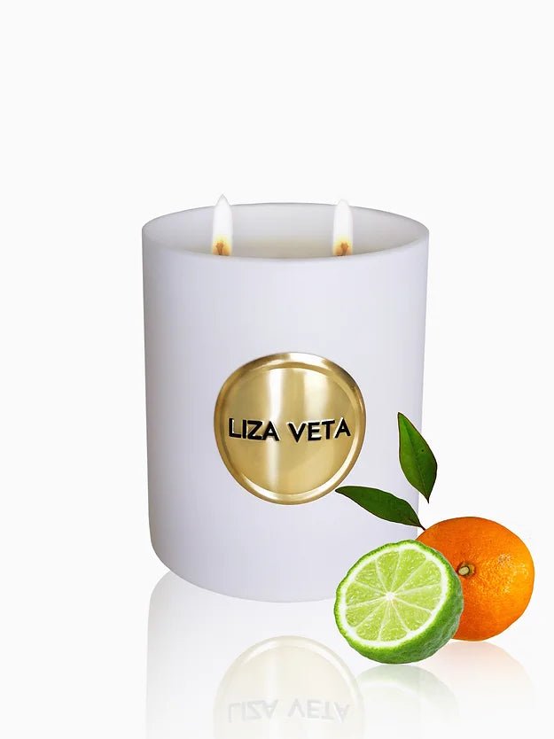 Liza Veta Sweet Orange & Bergamot Scented Candle - Black & White - Candles & Lanterns - British D'sire